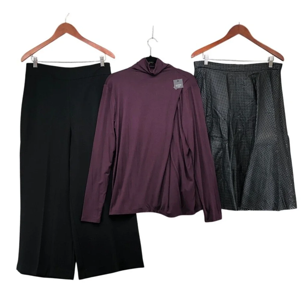Zara Club Monaco Pants Top Skirt Womens L 12 Black Purple Professional Bundle